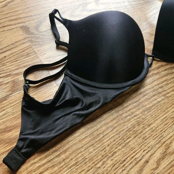 Victoria's Secret Women Bra 32C Black Wear Everywhere Super Push Up - Picture 3 of 8